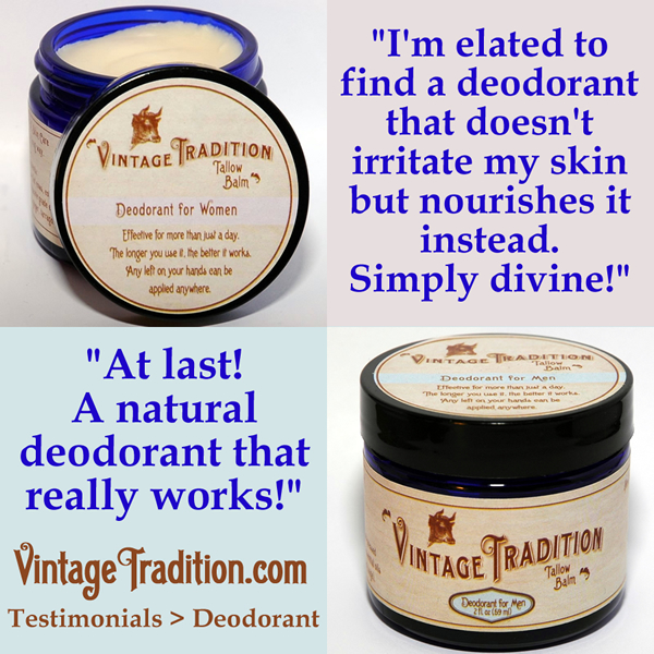 Natural Deodorant Tallow Balm by Vintage Tradition